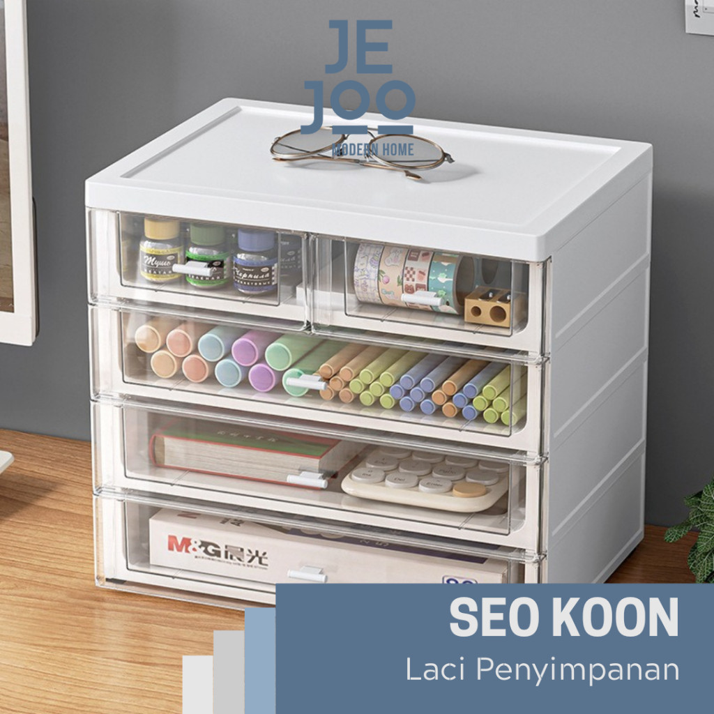 

JEJOO - SEO KOON Perapi Alat Tulis Pulpen Minimalis ATK Majalah Estetik Buku Meja Kerja Office Desk Drawer Transparan Rak TIngkat Laci Stationery Serbaguna
