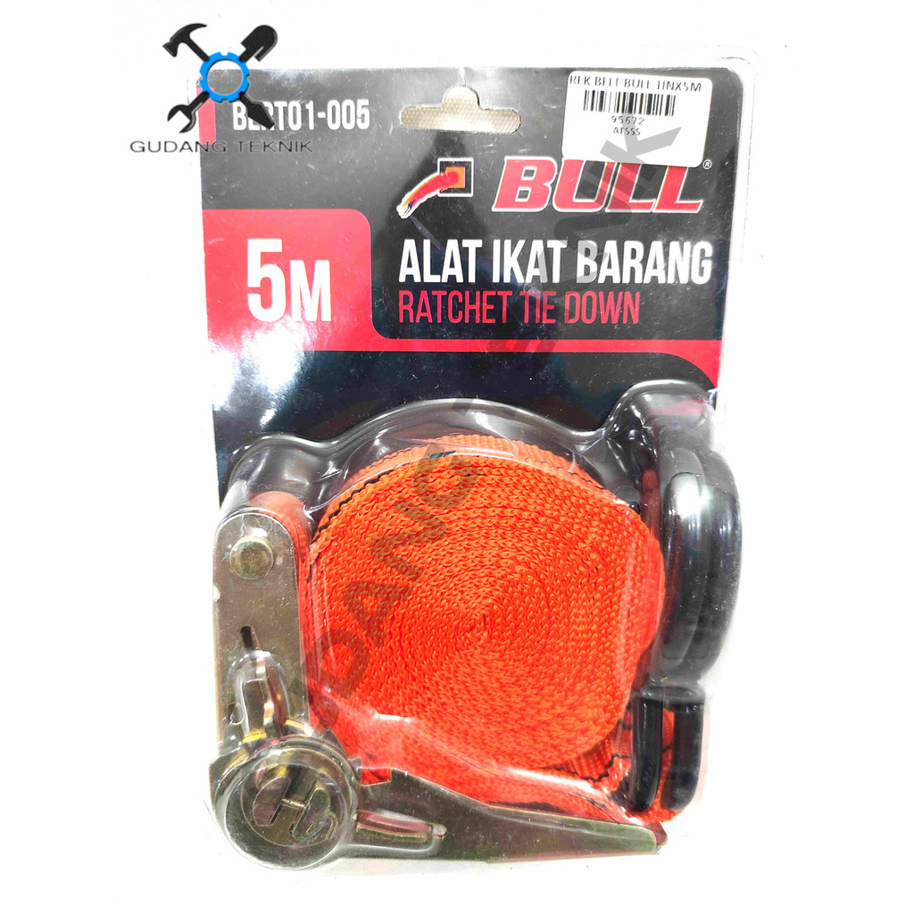 Tali Trek Belt 1"  5M BULL 1 Ton  / Tali Pengikat Barang 1 Inch 5 Meter 1 Ton -  Track Belt Rachet T