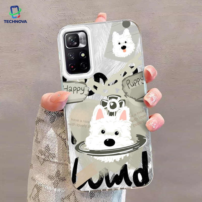 Casing Redmi Anak anjing rantai planet IMD Hologram Feather Case Fashion Cocok untuk Redmi Note 9A 9