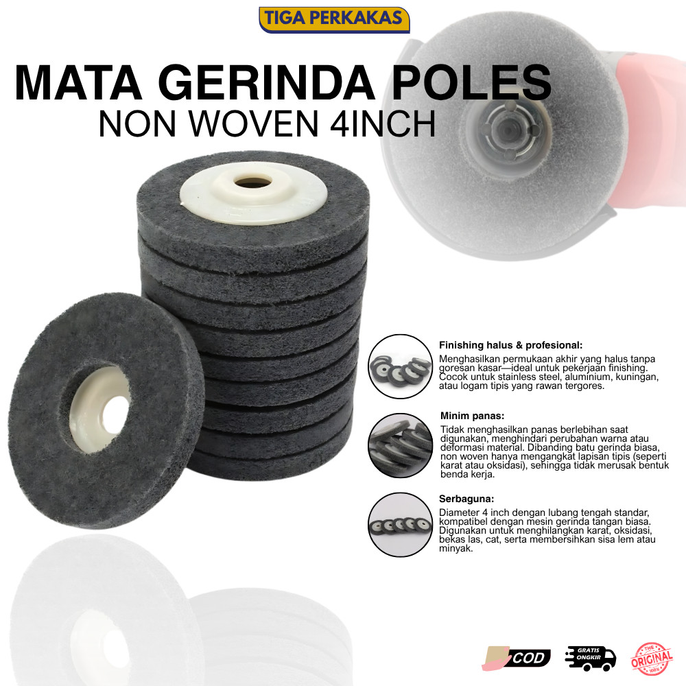 Mata Gerinda Poles Non Woven 4 inch Mata Gerinda Monel Sponge Poles Grinding Stainless Wheel