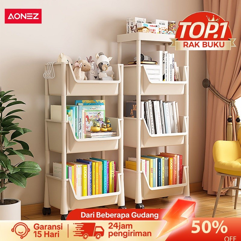 

Homes Rak Buku Minimalis Aesthetic Rak Penyimpanan Rak Dapur Serbaguna Rak Susun Dengan Roda