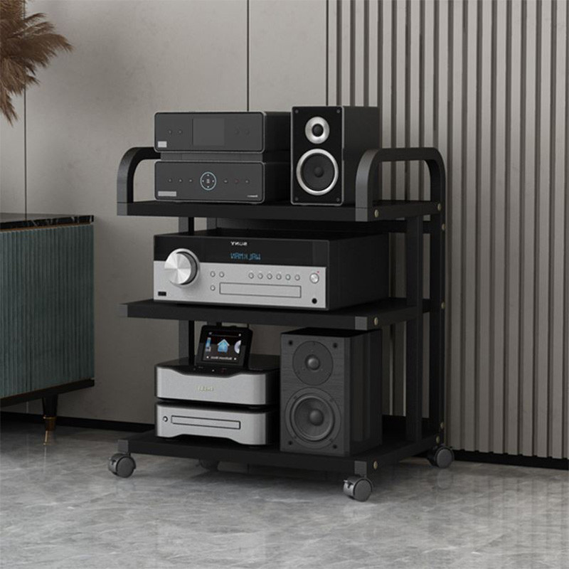 Heavy Duty Mobile Audio Rack 2.5CM Thick Panel Speakers Storage Cabinet Lockable Wheels Amp Stand Fo