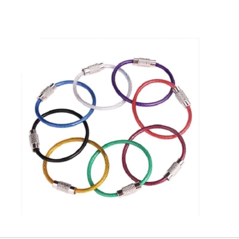 MIXTE CUAN - Gantungan Kunci Loop Kabel Baja Anti Karat - Gantungan Kunci Mobil Tas Warna Warni