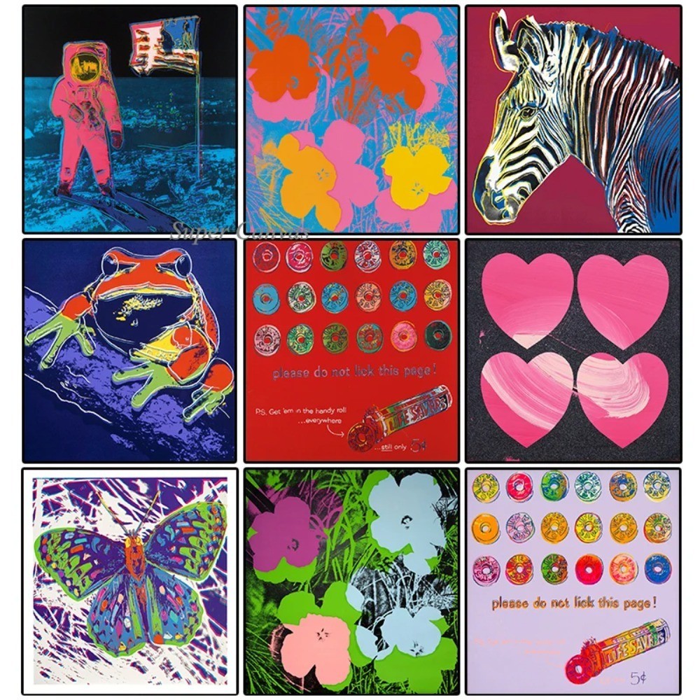 

Famous Andy Warhol Astronaut Flowers Horse Colorful Canvas Painting Abstract Poster Print Wall Art For Living Room Home Decor