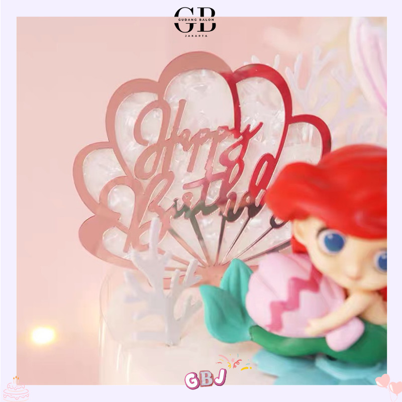 GBJ - Cake Topper HBD Motif Kerang / Hiasan Kue