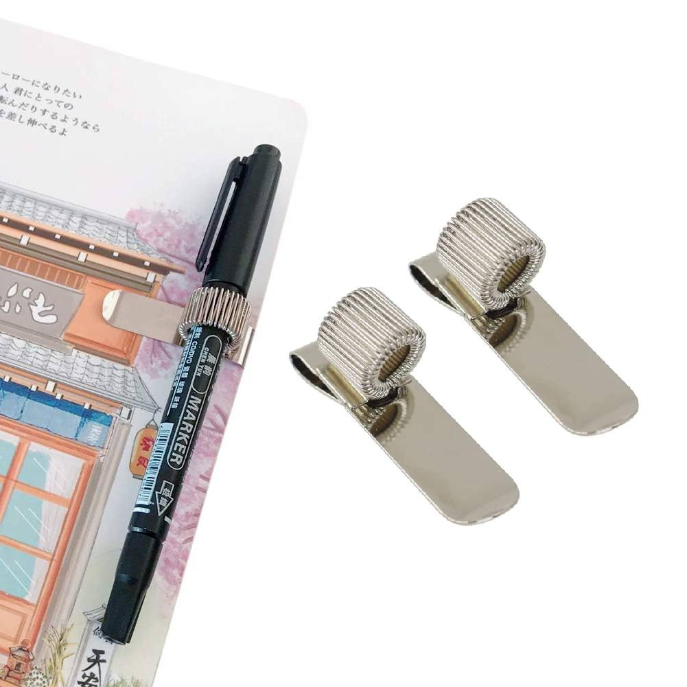 

2pcs Spring Loop Holder Portable Pen Clip Adjustable Single Pen Holder Pocket Pen Organizer for Home Office Notebook Clipboard
