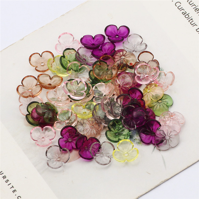 

200PCS Multicolor Transparent Flower Beads Acrylic Beads For Fashion Jewelry Making DIY Handmade Necklace Bracelet Accessories