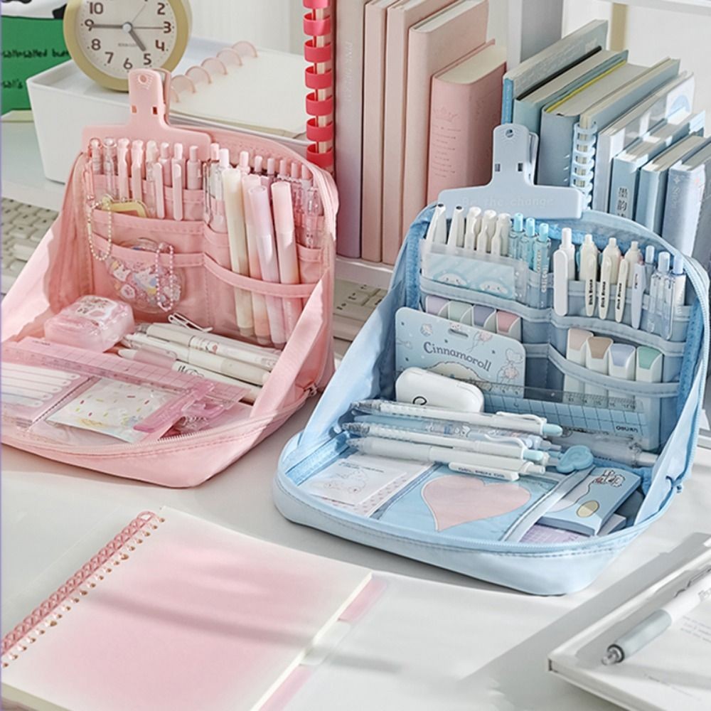 

12-Layer Large Capacity Pen Bag 90 Degree Large Opening Student Multifunctional Pencil Case Zipper Stationery Organizer