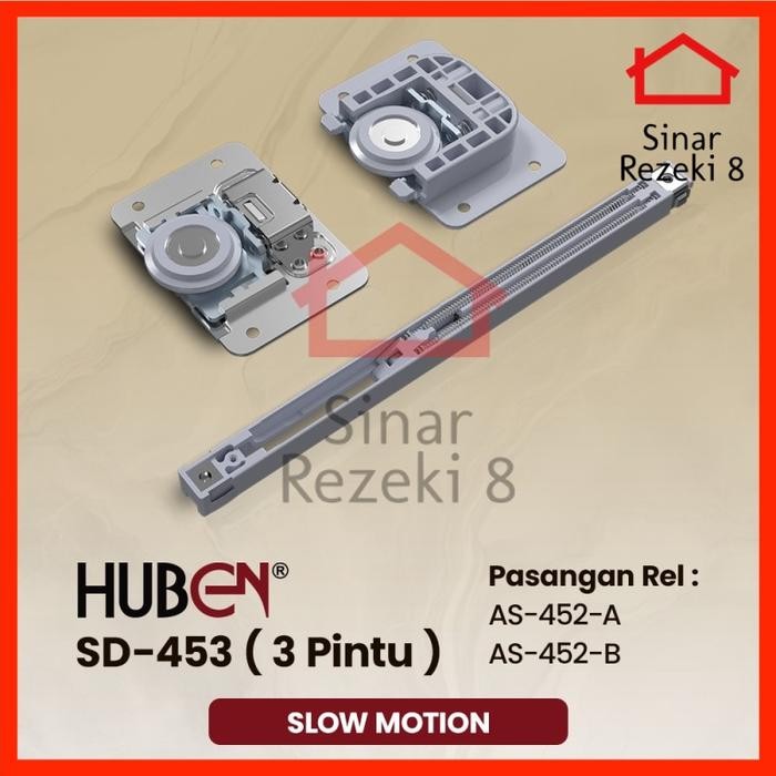 Roda SAJA 3 Pintu Huben SD 453 / Rel Pintu Lemari Sliding Geser Slow Motion