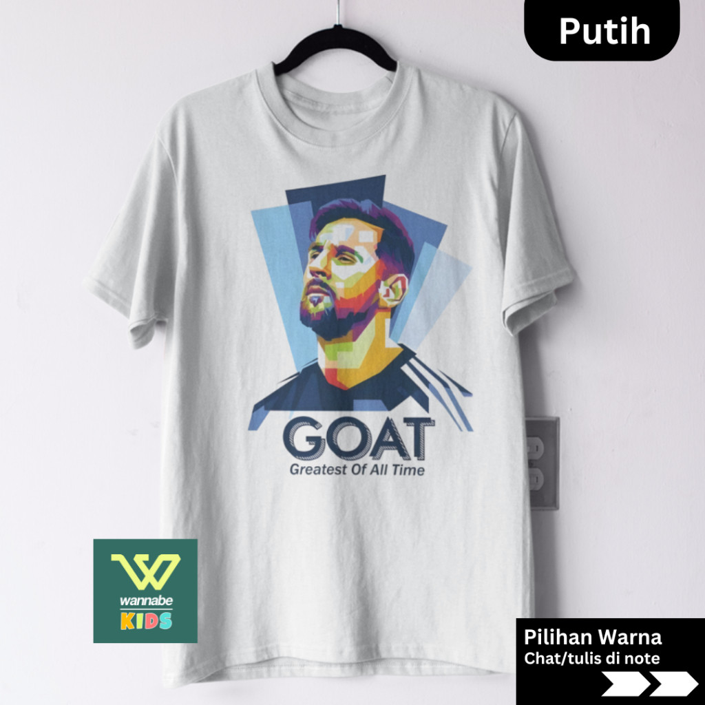 KAOS DEWASA  BOLA LIONEL MESSI GOAT  KAOS DEWASA