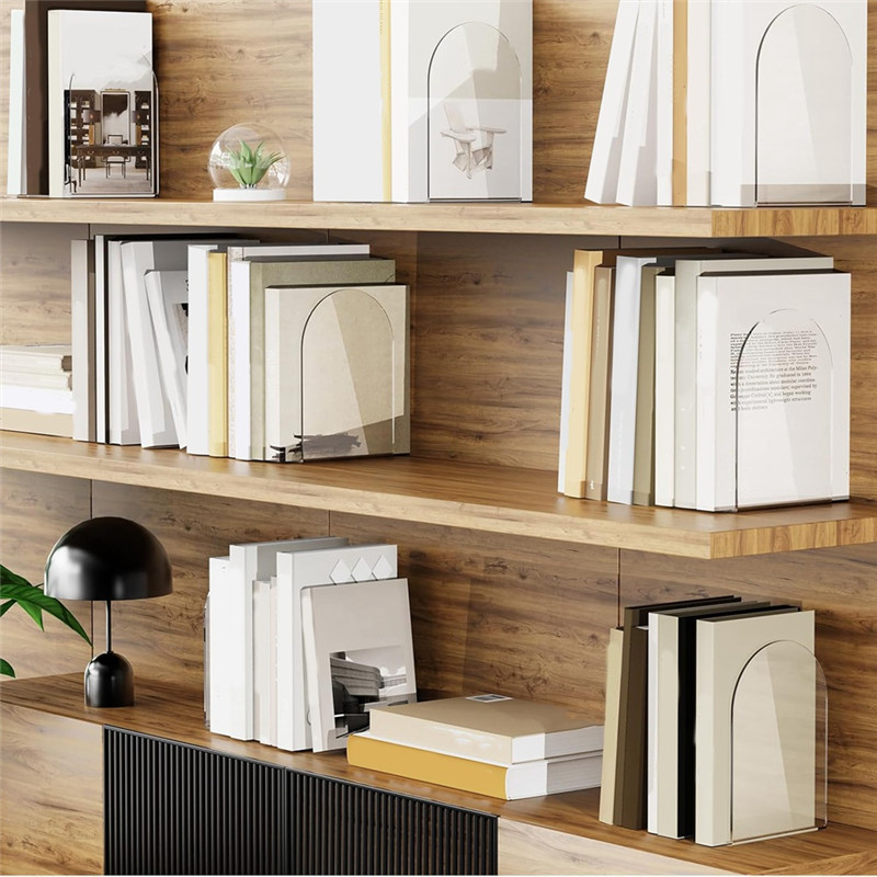 

SHGO-Acrylic Book Ends For Book Shelves Bookends Non-Skid Book End Clear Bookends For School Library And Desktop Organizer