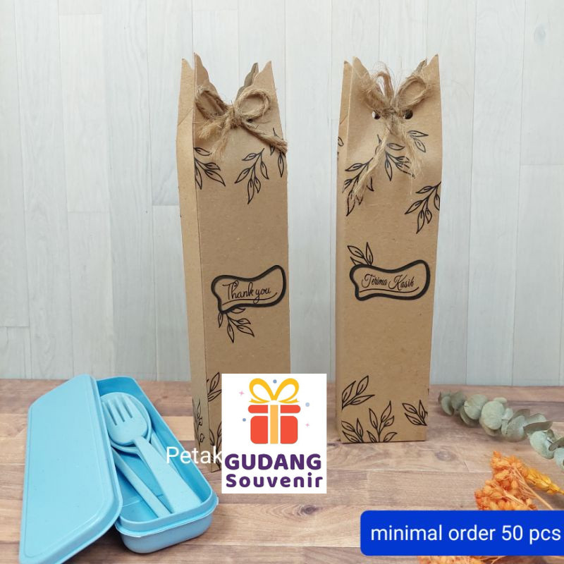 

50 Pcs, Box Kraft/ Rustic/ Coklat 5.6 x 25 cm, Untuk Kemas Sendok Set Box, dll harga Murah