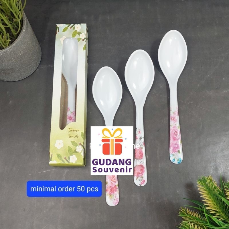 50 Pcs, Sendok Makan Melamin Kemasan Box Motif murah berkualitas