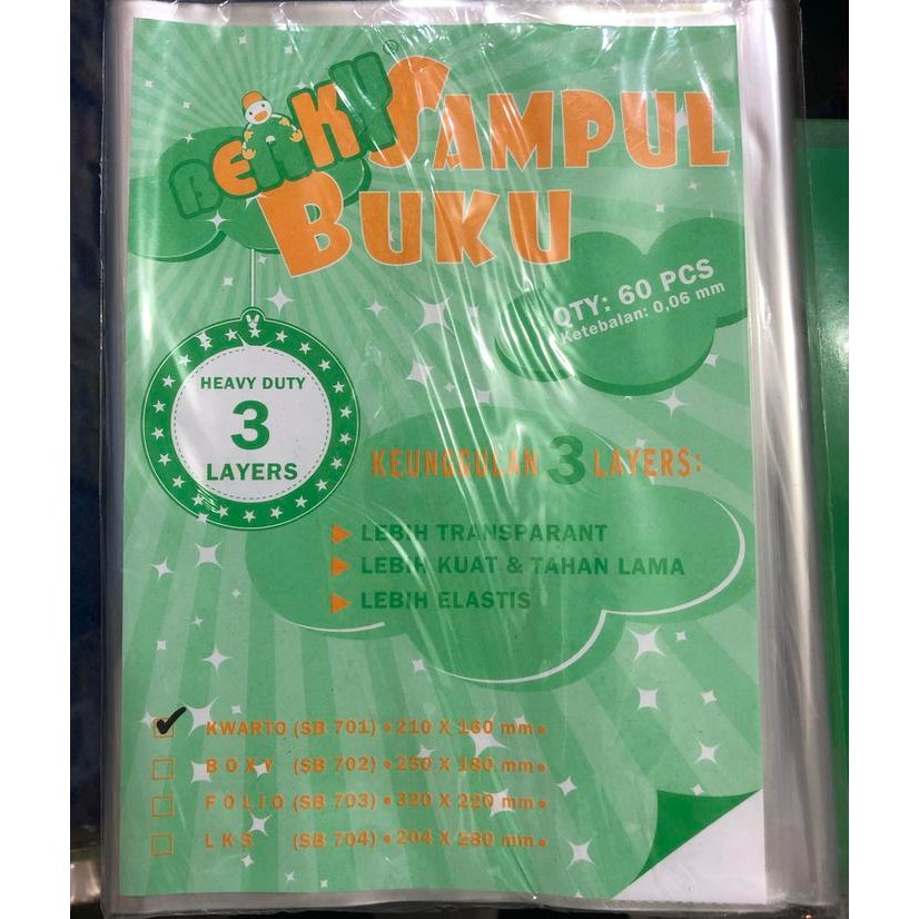 

(1Pack:60Pcs) Sampul Buku Berky Kwarto Boxy LKS Folio Sampul Buku Tulis Tebal Berky