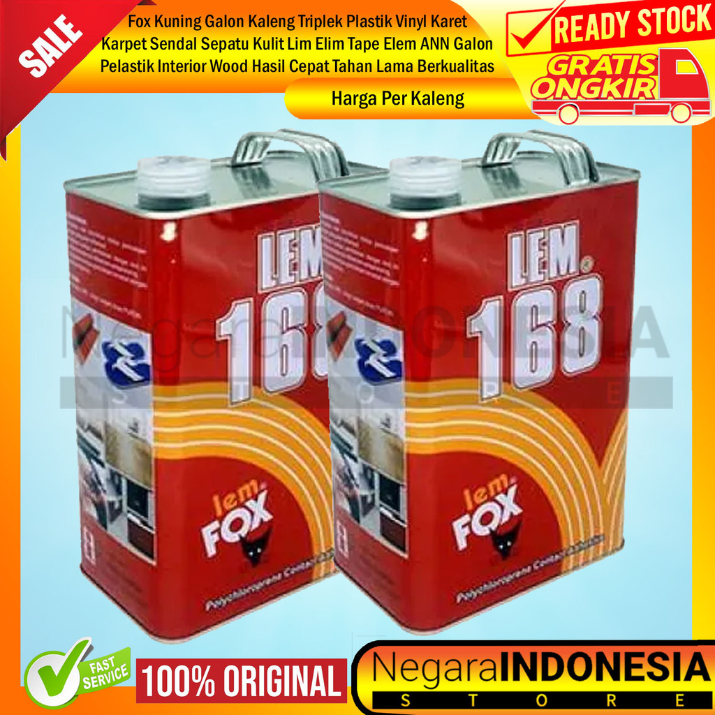 

Fox Kuning Kaleng 2500 Gram Perekat Serbaguna Karpet Sendal Sepatu Kulit Kayu HPL Triplek Plastik Vinyl Karet Kertas Lem fox Lempox Lim Elim Tape Elem ANN Galon Pelastik Interior Wood
