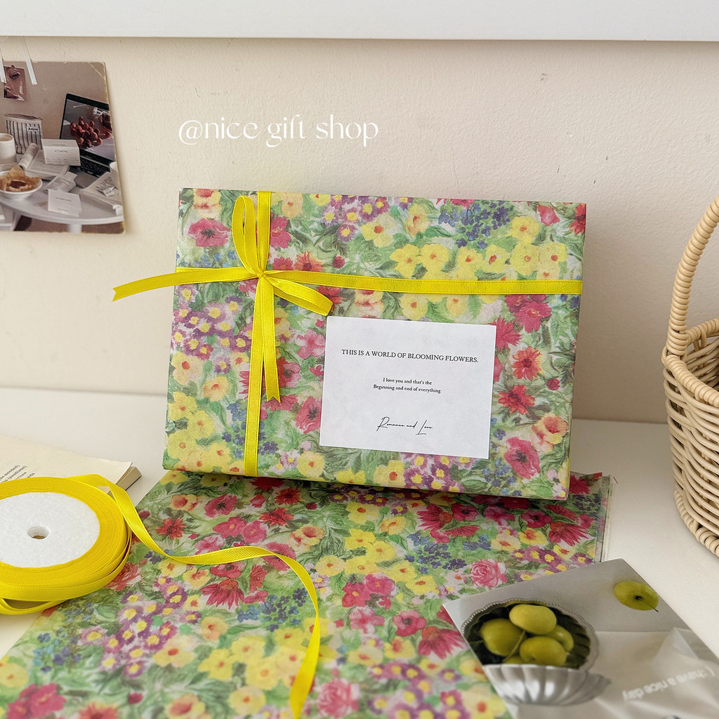 

10pcs Shabby Chic Colorful floral tissue paper Holiday gift wrapping paper Festive flower decoration paper