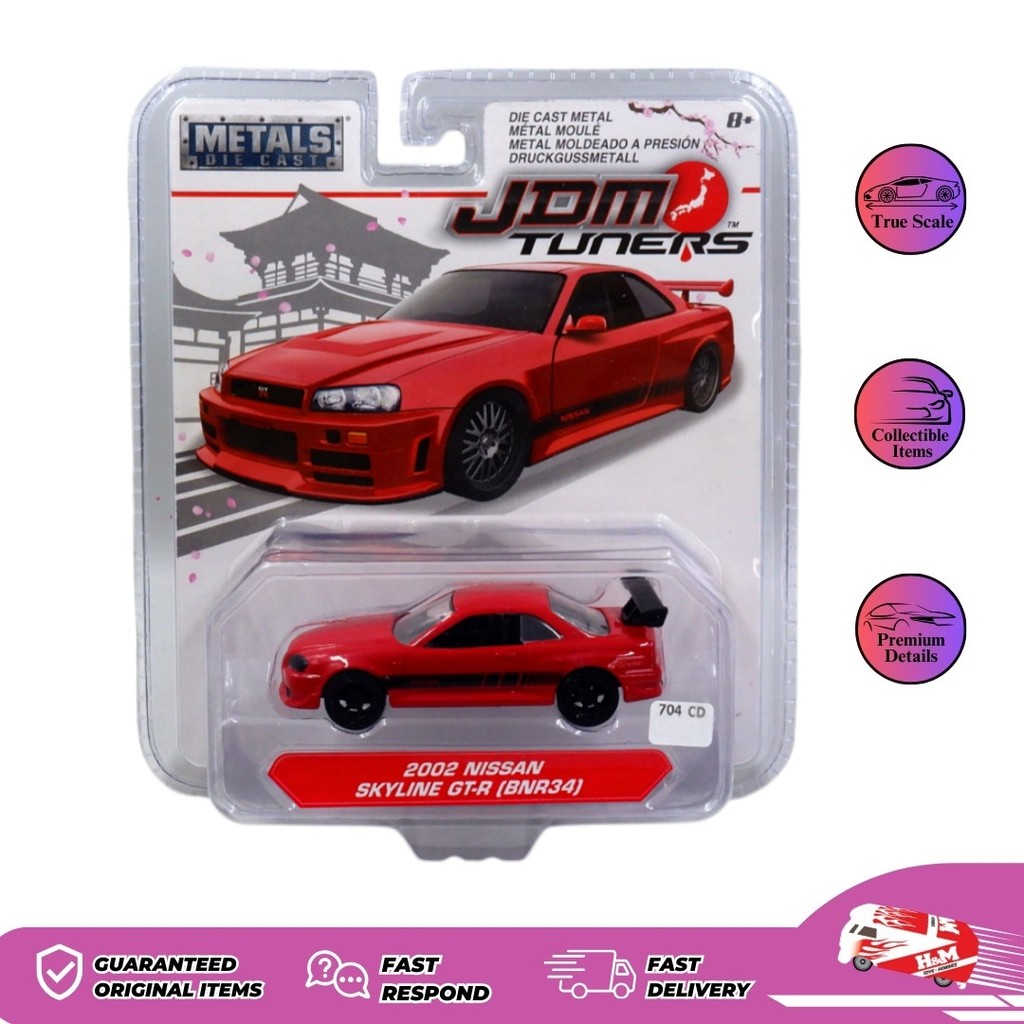 Jada JDM Tuners 2002 Nissan Skyline GT-R (BNR34) Red - 704CD - CD14