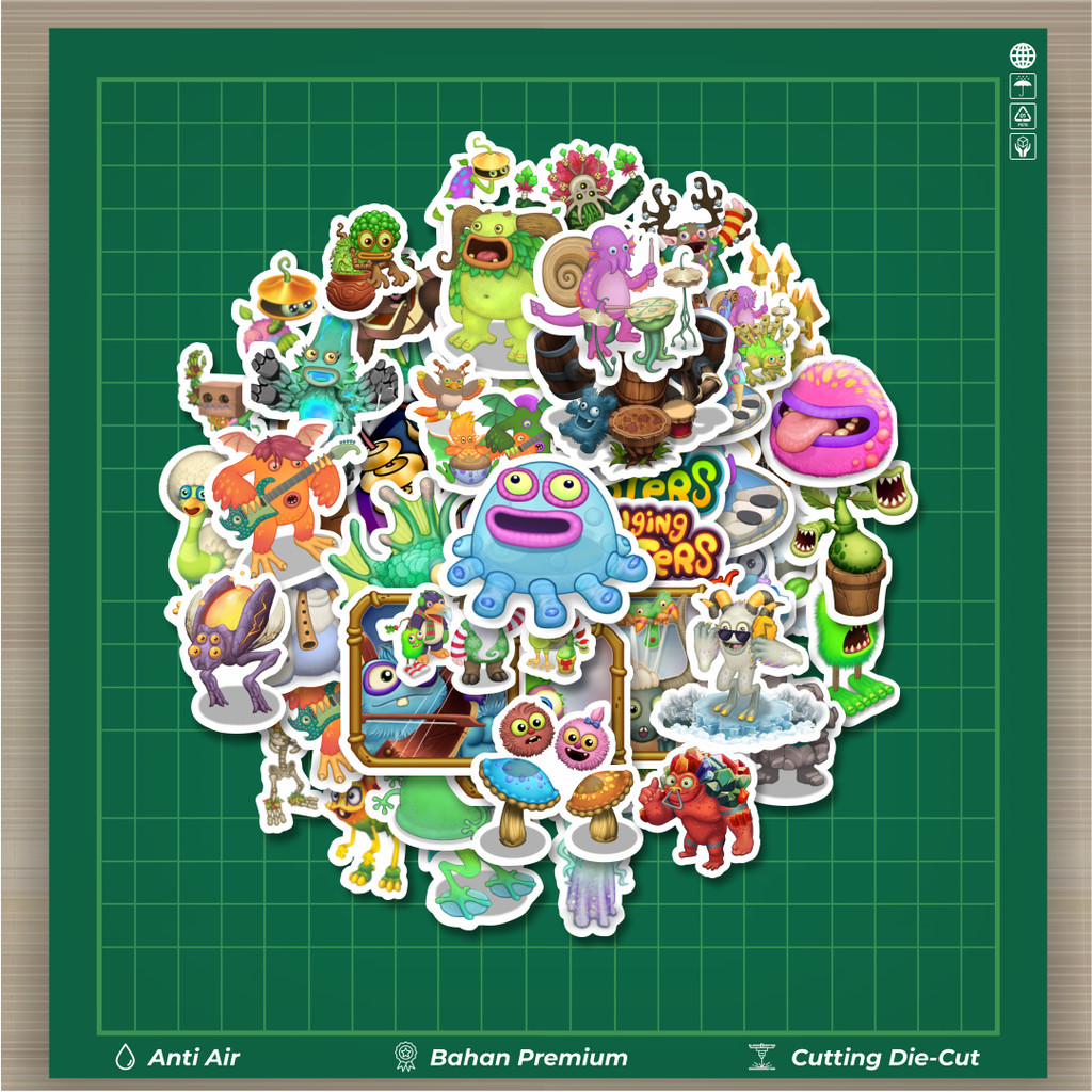 

HOT 50 PCS STIKER Stiker Game Series My Singing Monsters Character Mix 2 Stiker Fashion Cars Decal Dingin Kartu Album Custom Vinyl Anti Air- Sticker Aesthetic Buku Journal Koper Casing HP Tablet Laptop Helm Motor Botol Minum