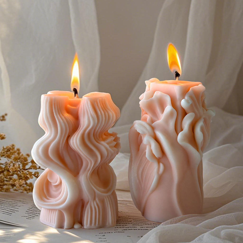 

DIY Geometric Wave Pillar Candle Mold Handmade Aroma Candle Plaster Cylinder Ornaments Mould Soap Candle Making Supplies