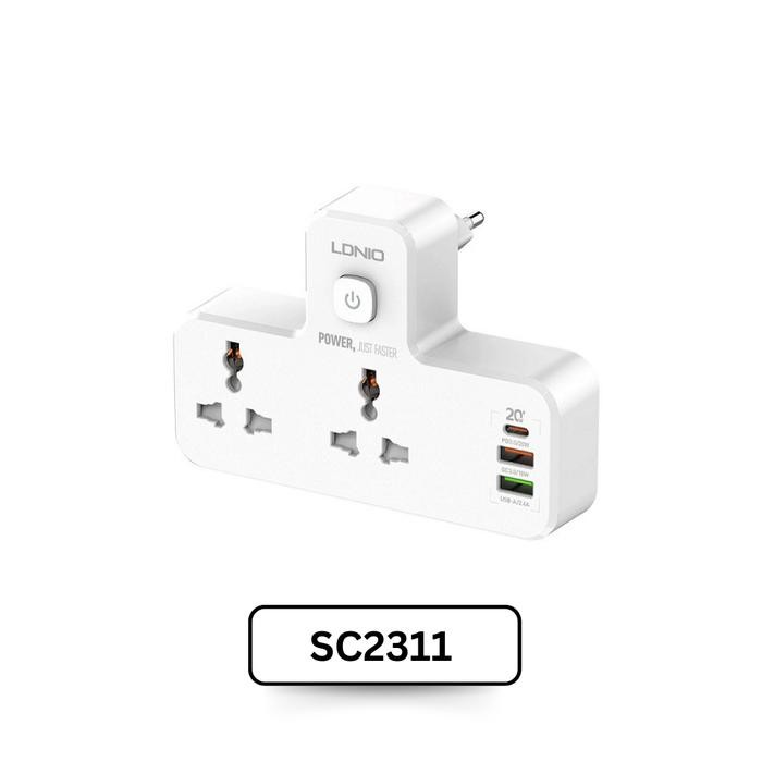 LDNIO SC2311 Power Strip Adaptor Steker Stop Kontak 2 Socket 2 USB 1 PD - SC2311