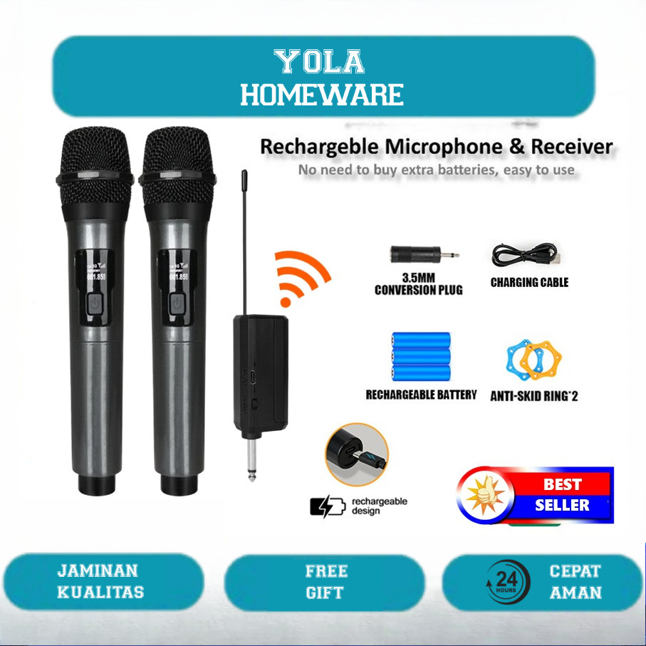Mikrofon Wireless Mic Karaoke Nirkabel / Microphone Wireless Karoke dengan Kualitas Suara yang Bagus