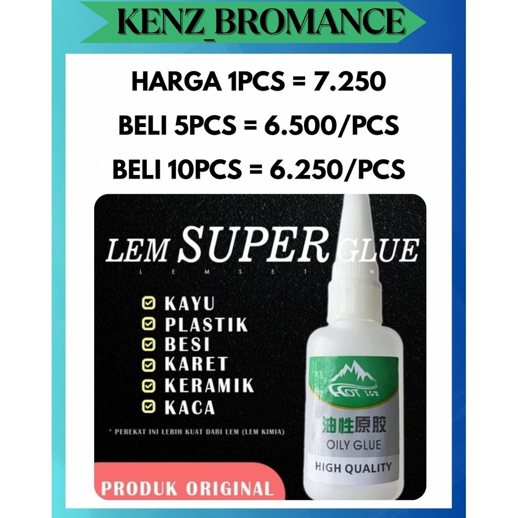 

KENZ OILY GLUE 50GR LEM SUPER SERBAGUNA PEREKAT KUAT KERAMIK KACA LOGAM KARET PLASTIK