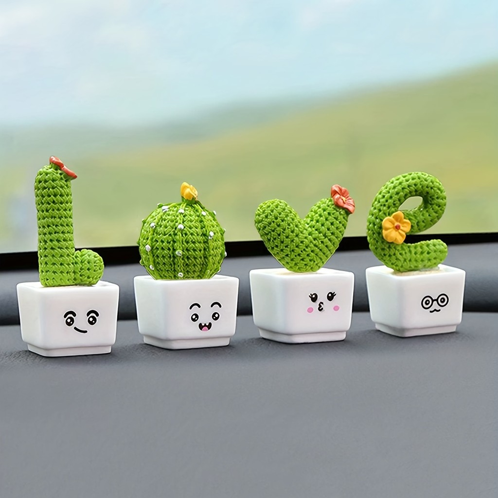 

1 Set Of 4, Resin Succulent Cactus Mini Green Plant Car Office Home Living Room Crafts