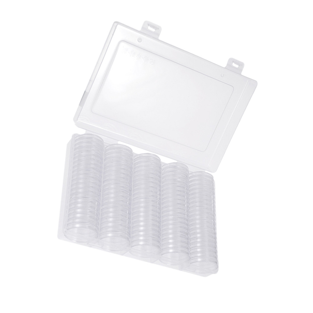 

100 Pcs Capsules High Transparent Plastic Coin Collection Portable Storage Box For Coin Storage Box for Collectors