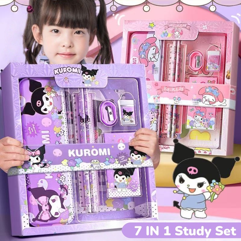 

【AQING】7 IN 1 Study Set Kotak Pensil Anak Set Stationery Untuk Hadiah Anak Sekolah/Alat Tulis Set Kotak Pensil Karakter Murah Lucu