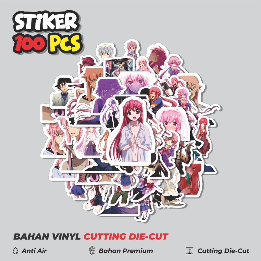 

Terbaru! 50 pcs Stiker Anime Series Mirai Nikki Karakter Mix 2 Dekorasi Lucu Kreatif untuk Notebook, Skateboard, HP