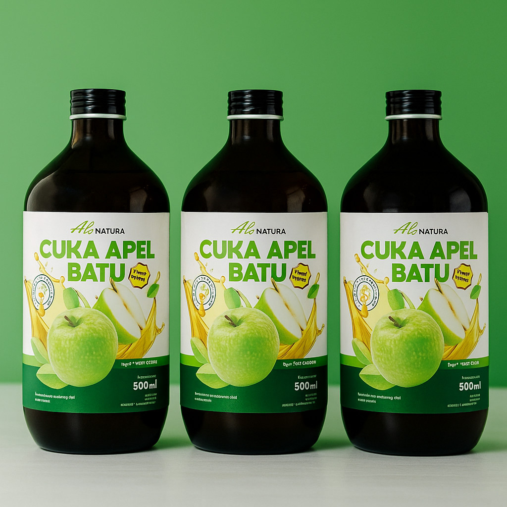 

Cuka Apel Batu Ala Natura Apple Cider Vinegar with Mother Paket 3 Botol Hemat Diet Halal dan BPOM