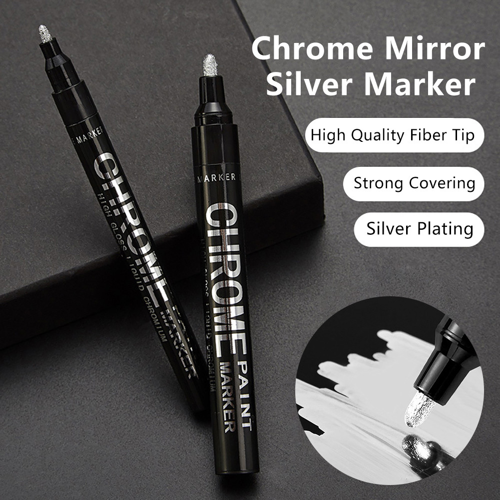 

0.7/1/3mm Electroplating Chrome Mirror Marker Silver Liquid Hand-repair Chrome-plated Metal Waterproof Pen Craftwork Paint Pen