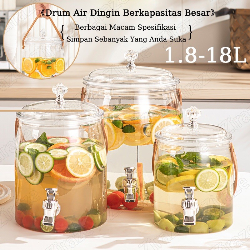 Ketel Air Dingin Gaya Jepang dengan Dispenser Air Keran, Ember Kedap Udara Transparan Rumah Tangga K