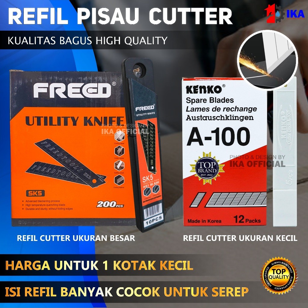 

ISI MATA PISAU CUTTER KENKO ASLI L-150 BESAR & JOYKO & FREED A 100 KECIL/SILET TAJAM KUALITAS BAGUS 1KTK