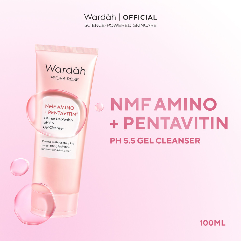[FLASH SALE SBD] WARDAH Hydra Rose NMF Amino + Pentavitin Barrier Replenish pH 5.5 Gel Cleanser 100 