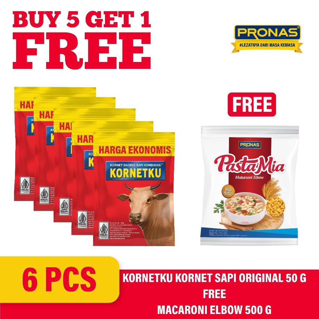 

New [BUY 5 GET 1] KORNETKU Kornet Sapi Sachet Original 50 g (5 pcs) Free Macaroni Elbow 500 g (1pcs)Premium