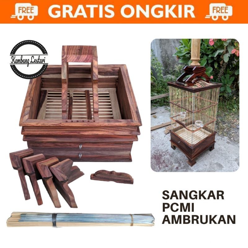 SANGKAR BURUNG PLECI PCMI KAYU SONOKELING (KUALITAS TERJAMIN)