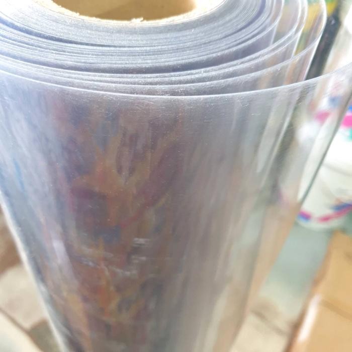 Plat fiber penutup pagar tebal per meter / plastik pvc tutup pelapis pintu polos meteran - Clear / b
