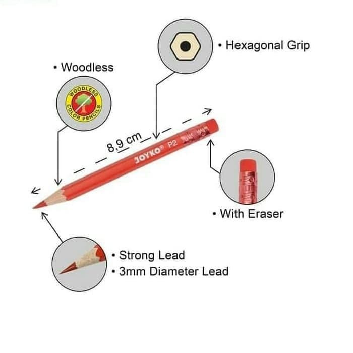 

TERLARIS! Joyko Erasable Pensil Warna Pendek 12 Bisa Dihapus Short CP-120 CP120 - PENSIL WARNA