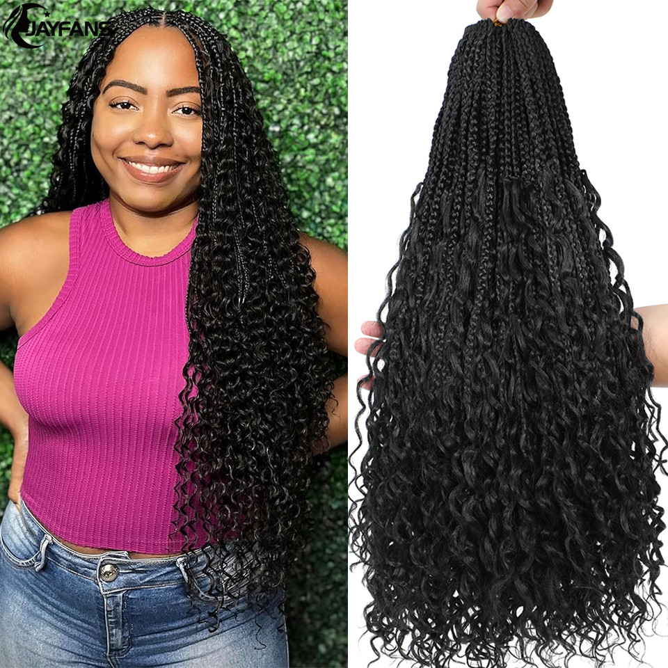 

Jayfans Crochet Box Braid 24 18 14 Inch Bohomian Box Braid Crochet Hair Boho Goddess Box Braids Crochet Synthetic Braiding Hair
