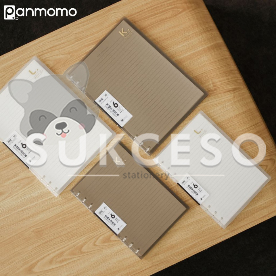 

PANMOMO Hard Cover 6 Ring Binder A5/B5 Notebook Bergaris Transparant 60 Lembar Murah