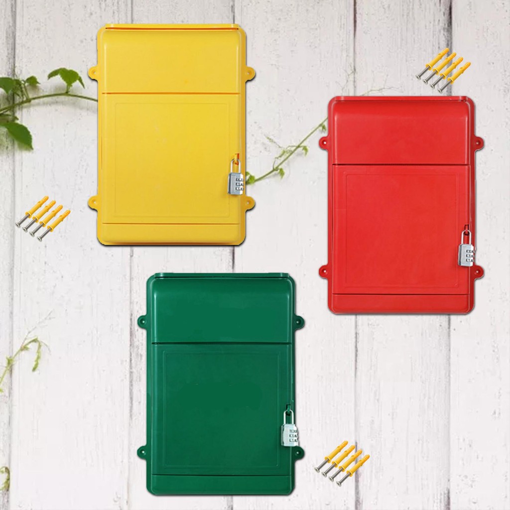 

Wall Hanging Mailbox Post Box with Code Lock Donation Box Postbox Drop Box for Envelopes, Newspapers