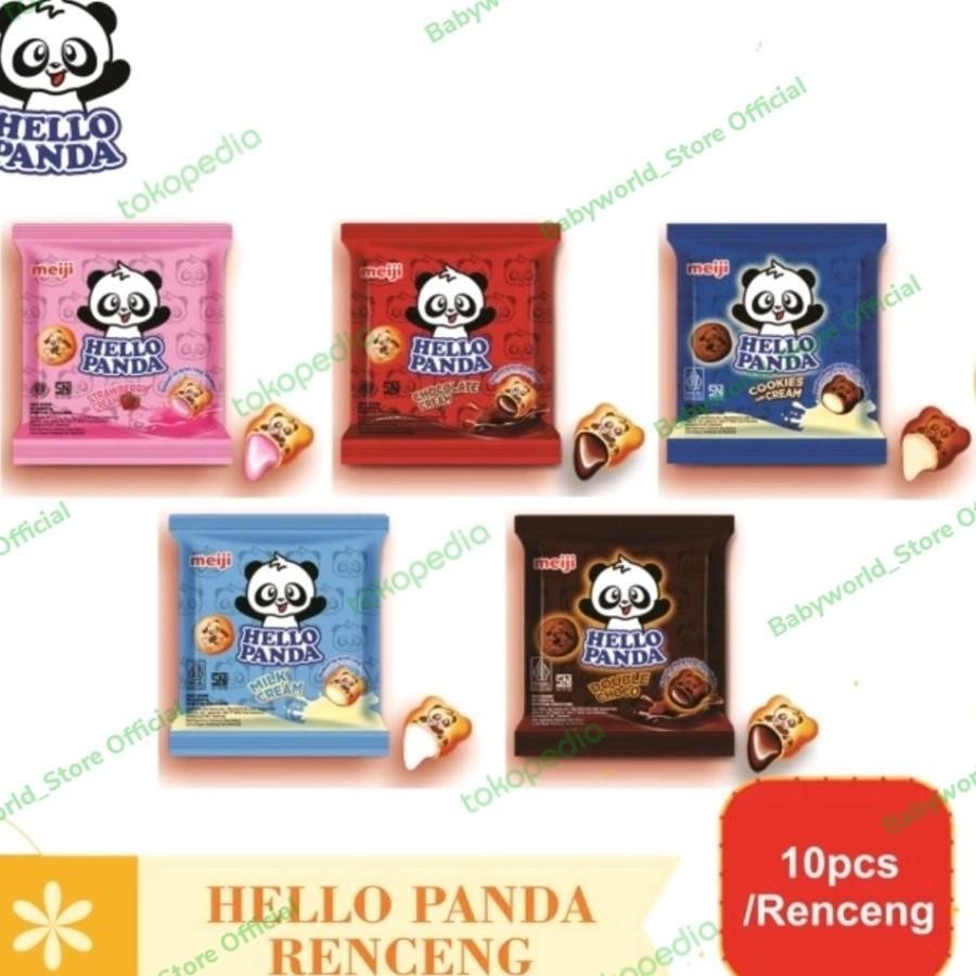 

Meiji Hello Panda Mini Renceng Biscuit Isi Krim Rasa Coklat / Double Choco / Stroberi / Milk / Cookies & Cream ( 10 pcs )