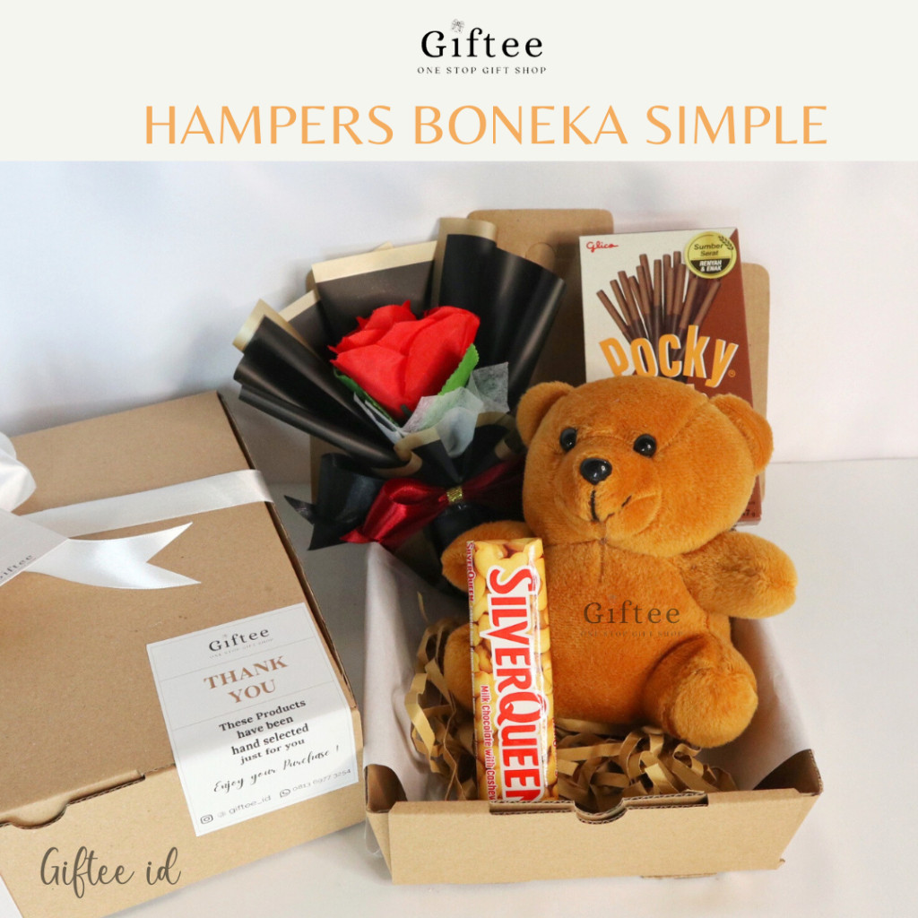 

HAMPERS BONEKA SIMPLE COKELAT BUNGA SNACK KADO VALENTINE HADIAH GIFT BOX ULANG TAHUN WISUDA SEMPRO