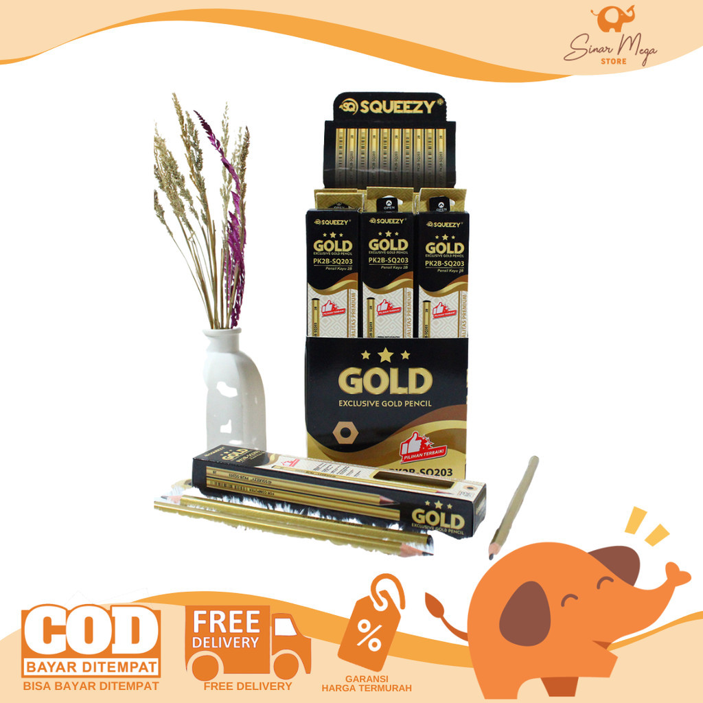

DIJUAL LUSINAN Squeezy Pensil Kayu 2B Exclusive Gold – PK2B-SQ203