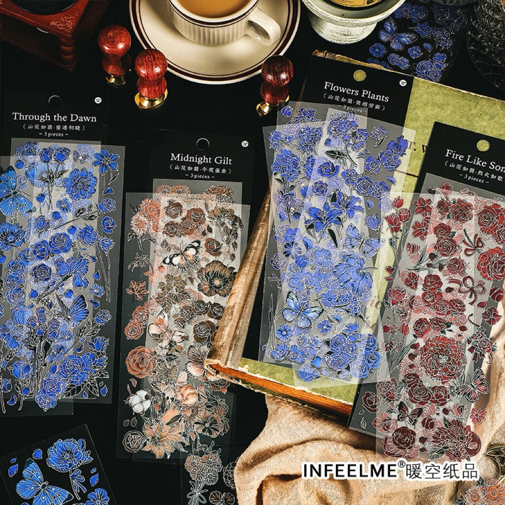 

Journamm.id Infeel.me Shanhua Rufei Seri PET Hot Stamp Tiga Dimensi Warna Perak Stiker Bahan Buku Catatan Bunga Segar Kecil