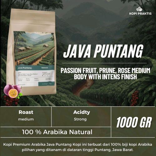 

ROASTED BEANS ARABIKA NATURAL JAVA PUNTANG 1000 GR | 1 KG | BIJI KOPI SANGRAI | Coffee - GILING HALUS
