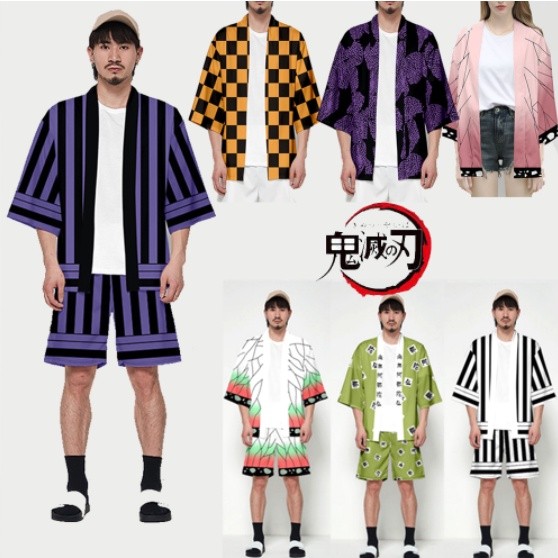 Kimono Haori Cardigan Kimetsuno Yaiba– Outer Streetwear Unisex – Bahan Premium