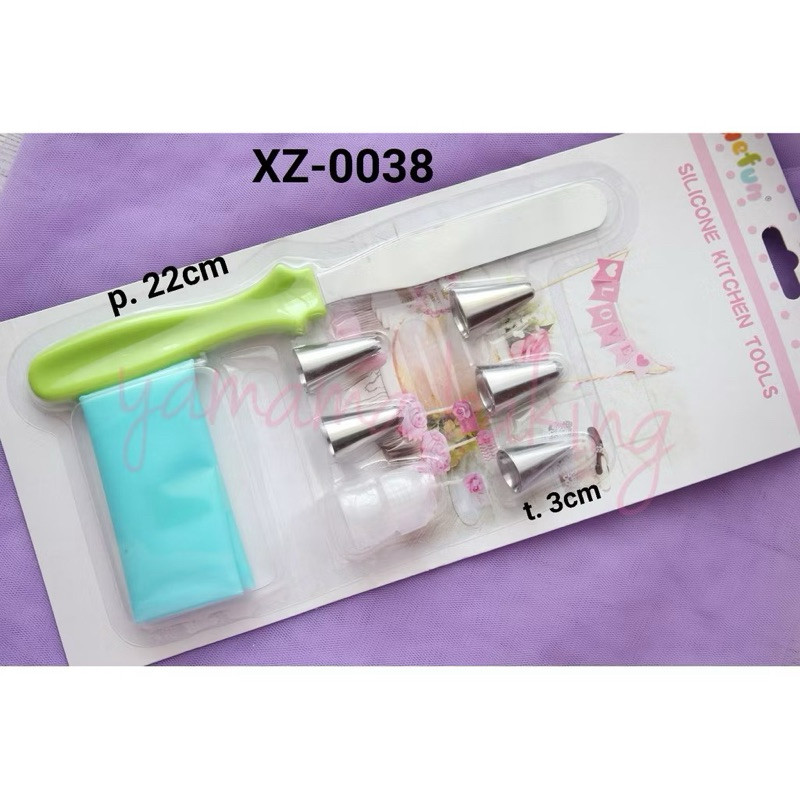 XZ38 - Spuit set spatula stainless pipping bag silikon(TALK)