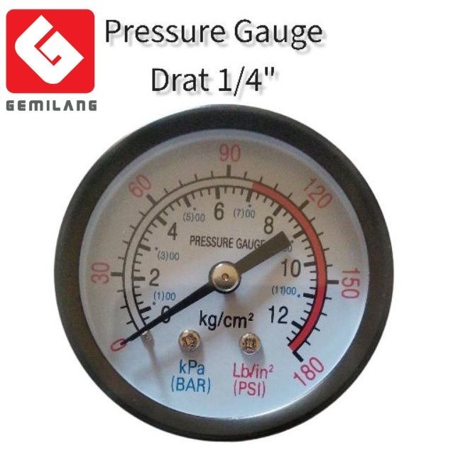 Pressure Gauge Kompresor Angin Portable 12 Bar
